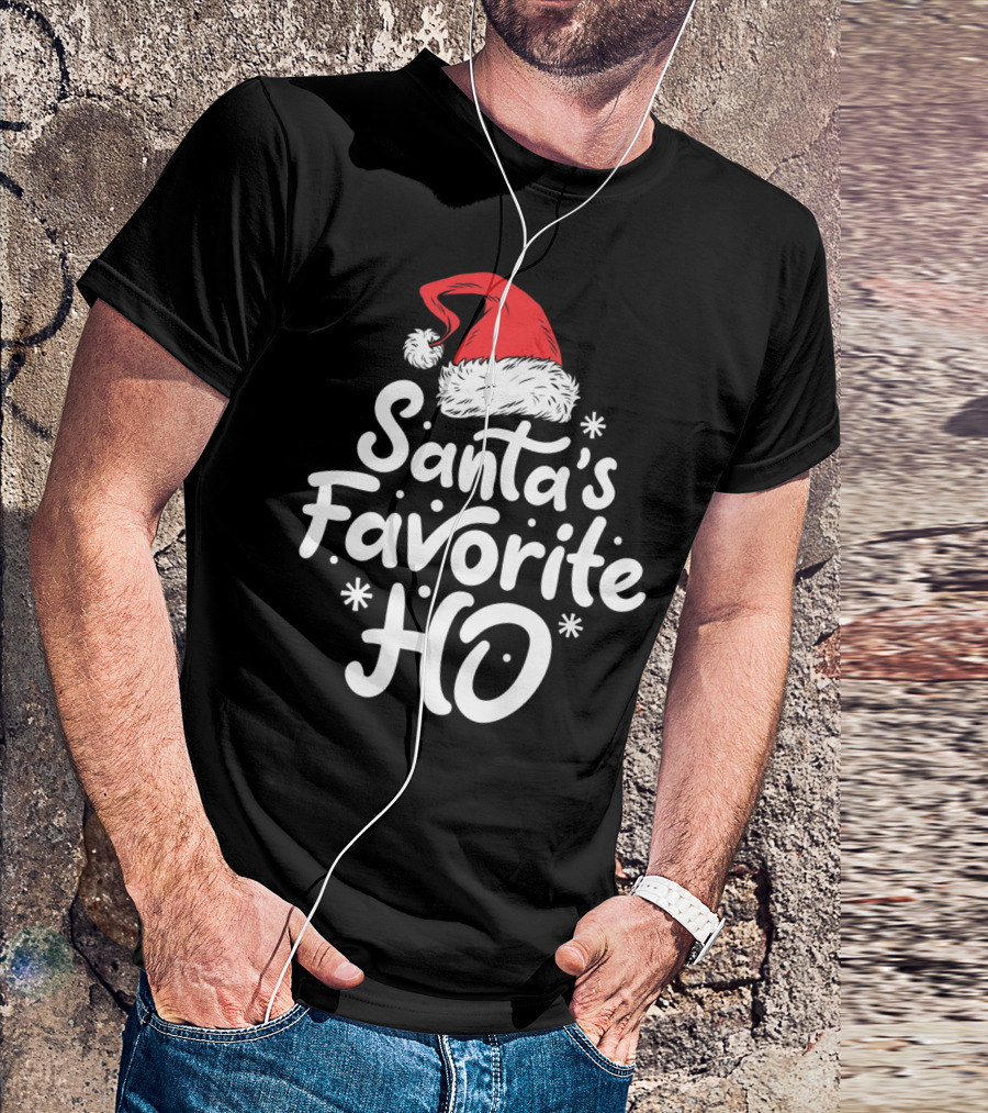 Santa's Favorite Ho Christmas Women Santa Hat T-Shirt