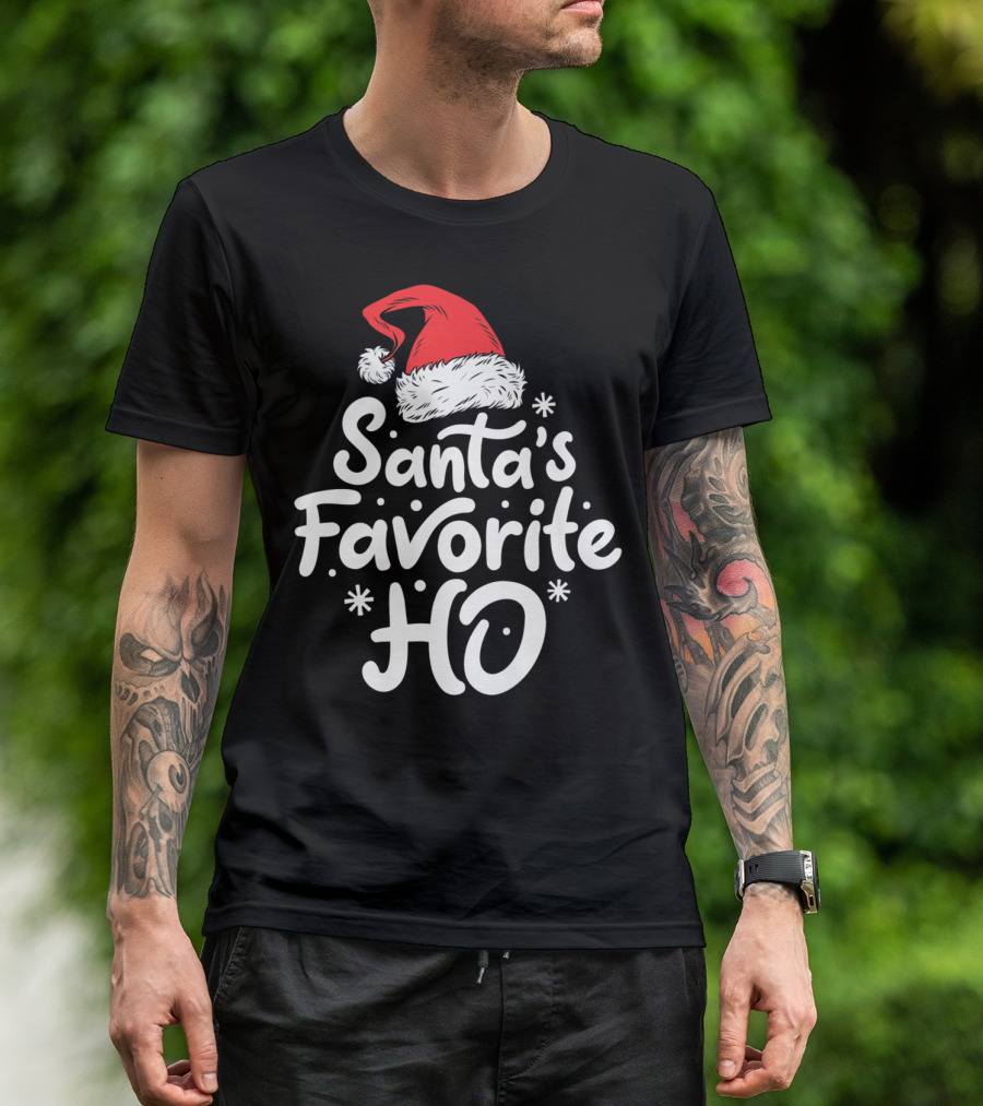Santa's Favorite Ho Christmas Women Santa Hat T-Shirt