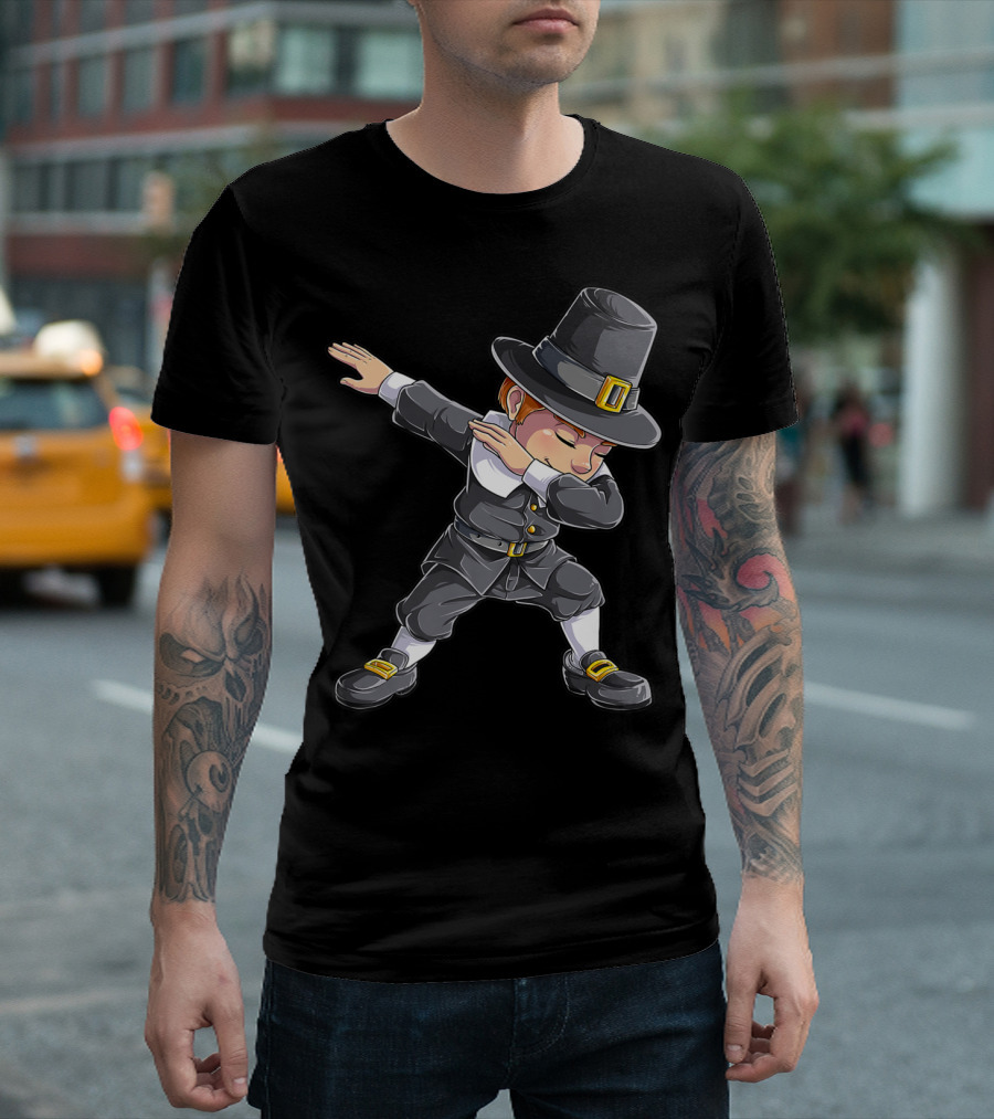Thanksgiving Dabbing Pilgrim Boy Dab Pose T-Shirt