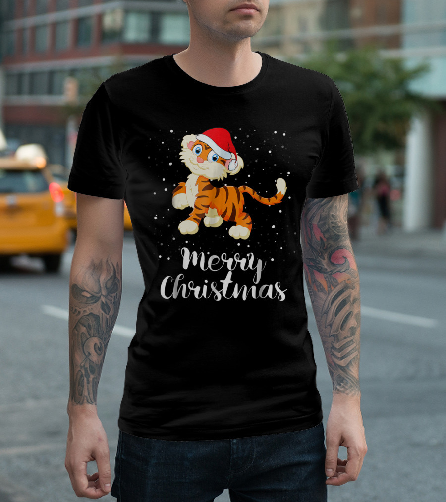 Merry Christmas Tiger Funny Christmas Matching Family Group T-Shirt