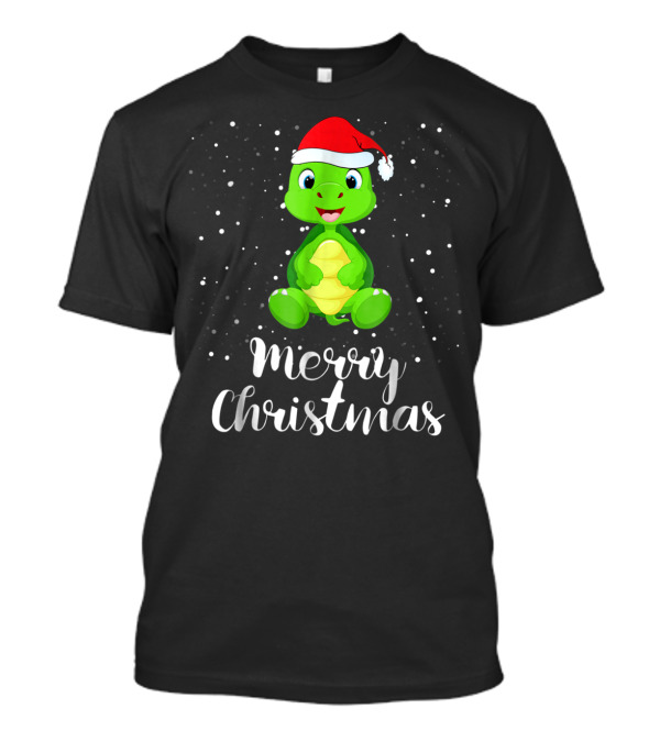 Merry Christmas Cute Turtle Santa Hat Family Group T-Shirt