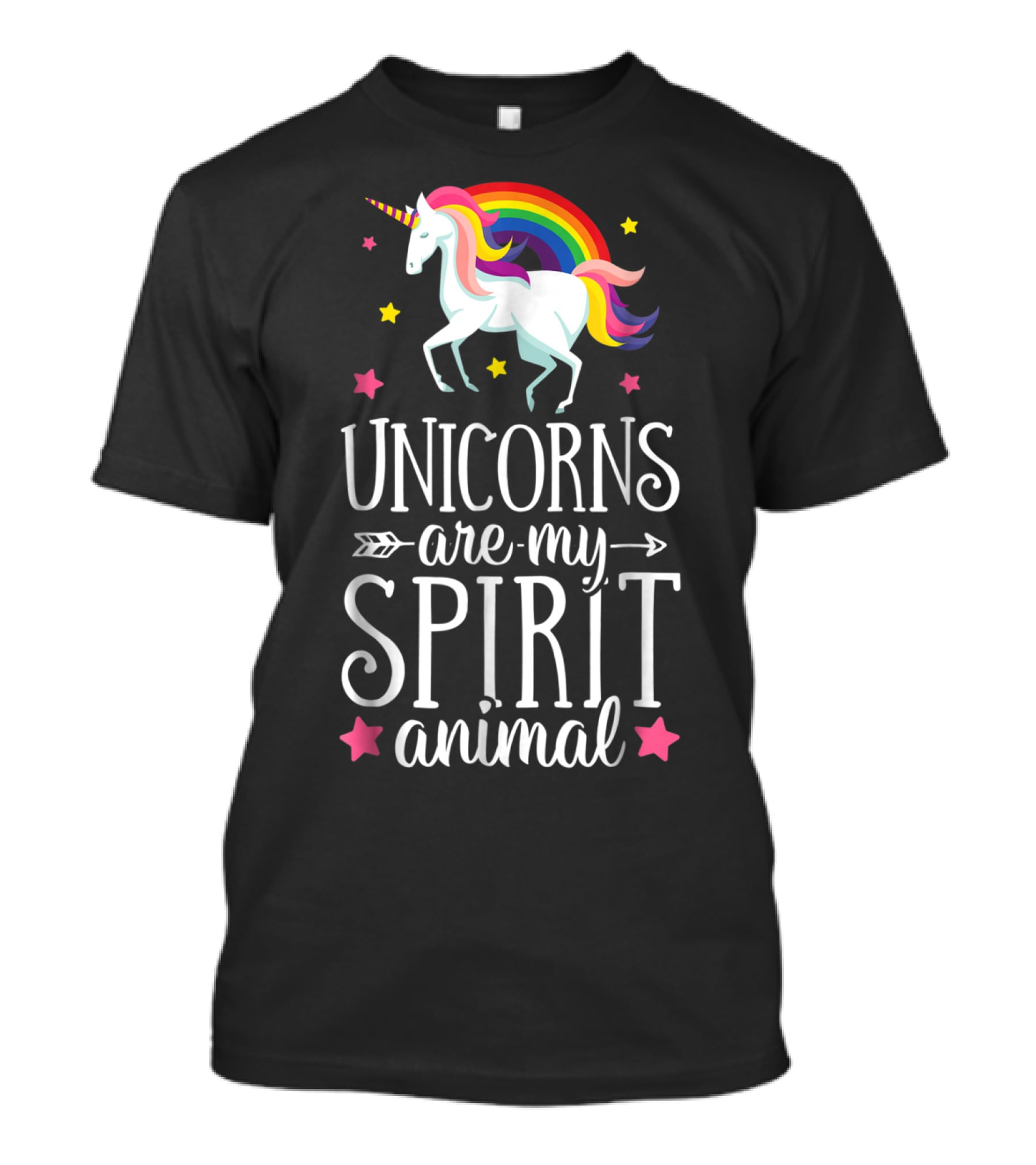 Unicorns Are My Spirit Animal Rainbow Stars Fantasy T-Shirt