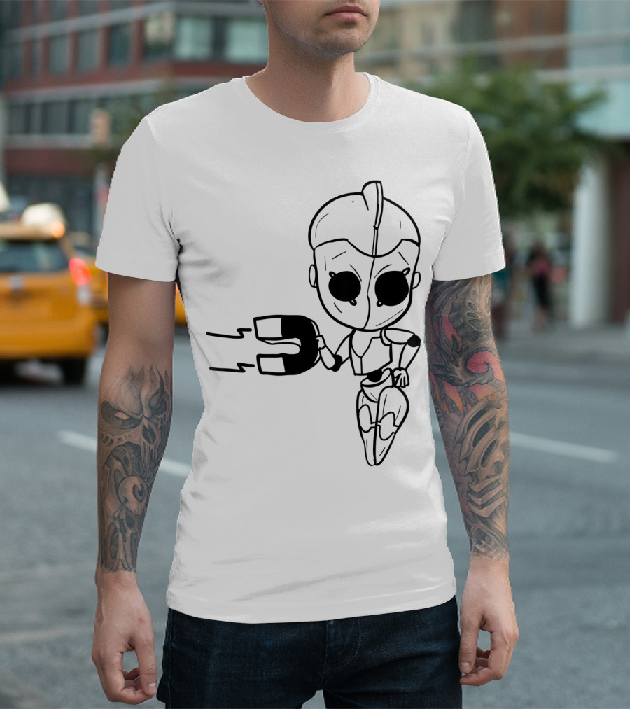 Valentines Couples Girl Her Him Girls Magnet Robot T-Shirt
