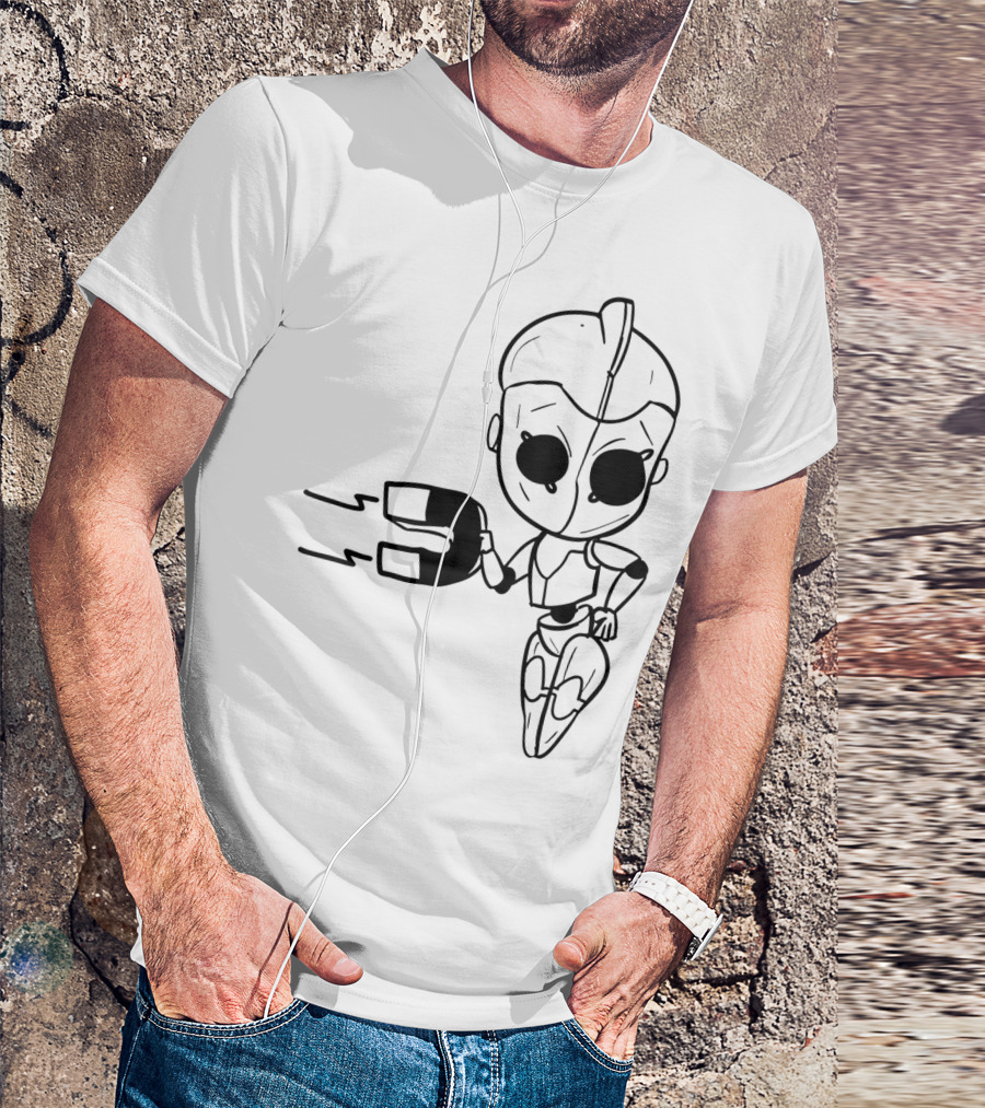 Valentines Couples Girl Her Him Girls Magnet Robot T-Shirt