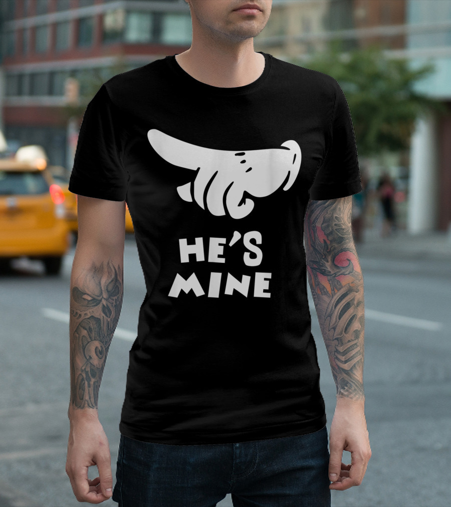 Valentines Day He's Mine Couples Hand Design 15 T-Shirt