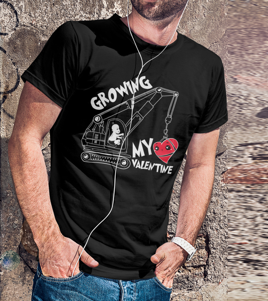 Growing My Valentine Valentine's Children Excavator Heart T-Shirt