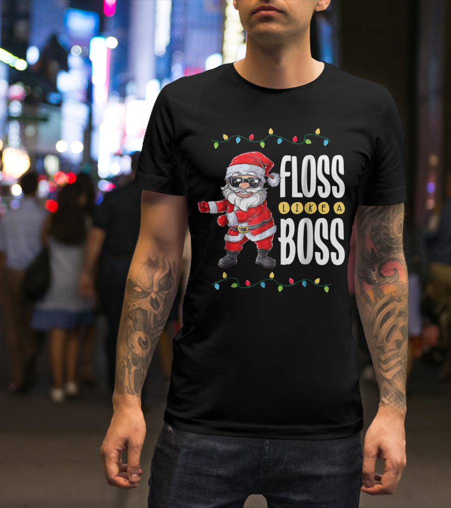 Christmas Santa Floss Like A Boss Flossing 8 Dance Lights T-Shirt