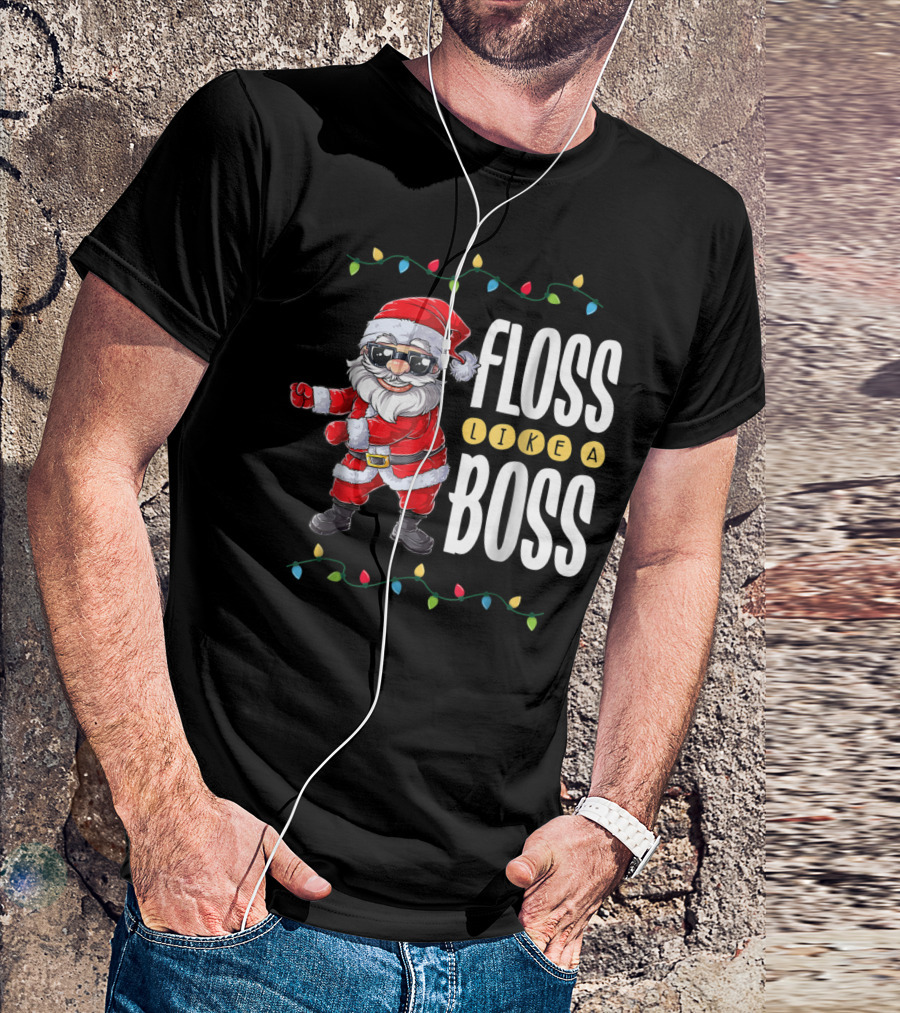 Christmas Santa Floss Like A Boss Flossing 8 Dance Lights T-Shirt