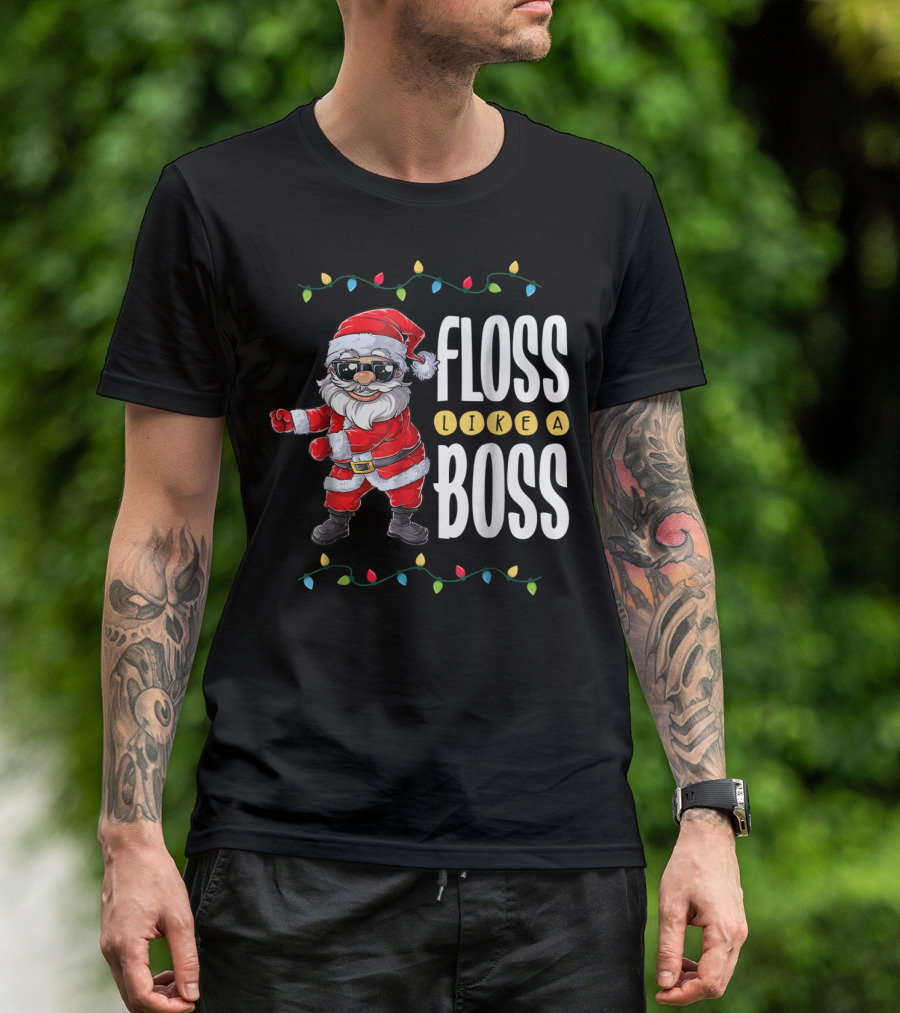 Christmas Santa Floss Like A Boss Flossing 8 Dance Lights T-Shirt