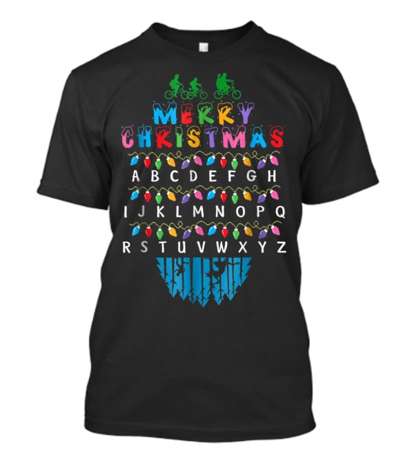Merry Christmas Stranger Things Upside Down Alphabet Bike Lights T-Shirt