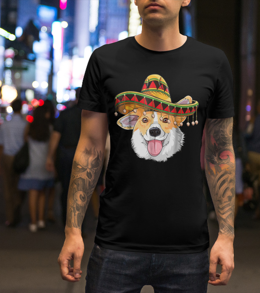 Cinco De Mayo Corgi Kids Boy Girl Sombrero Hat T-Shirt