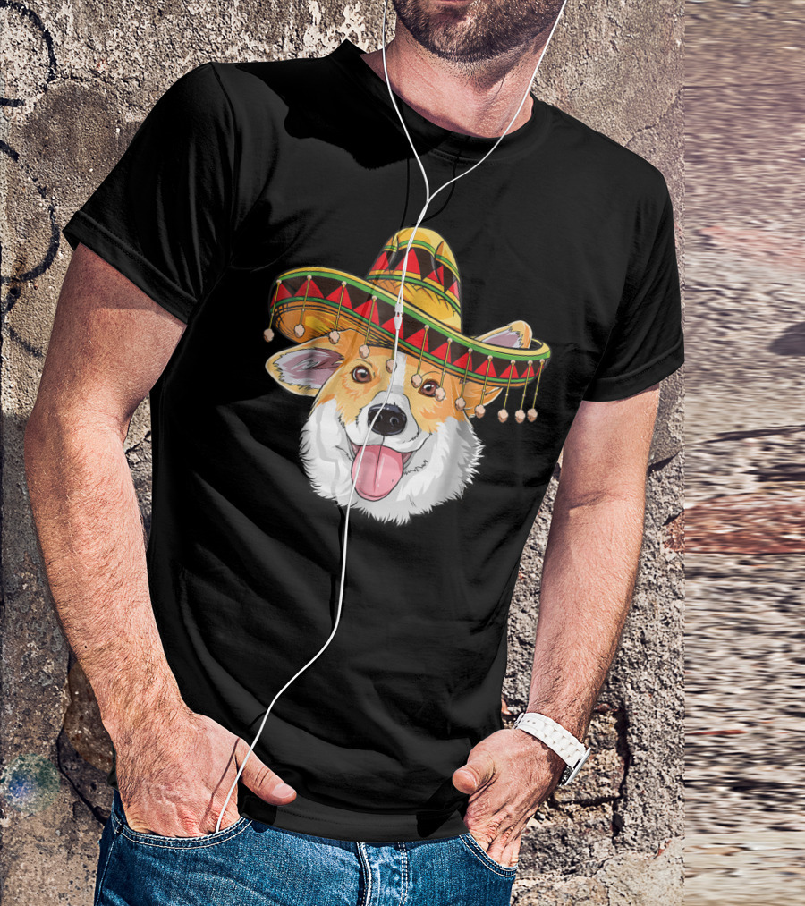 Cinco De Mayo Corgi Kids Boy Girl Sombrero Hat T-Shirt