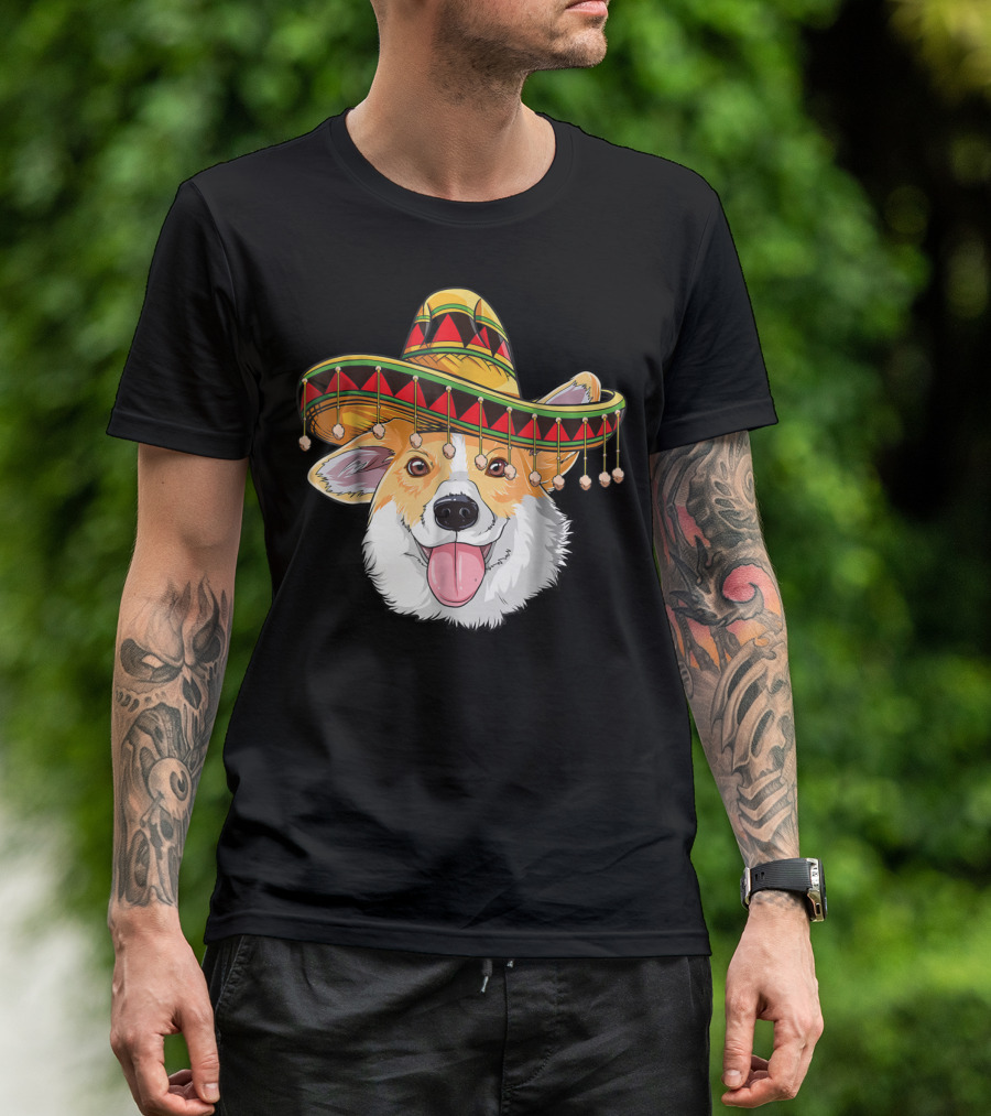 Cinco De Mayo Corgi Kids Boy Girl Sombrero Hat T-Shirt