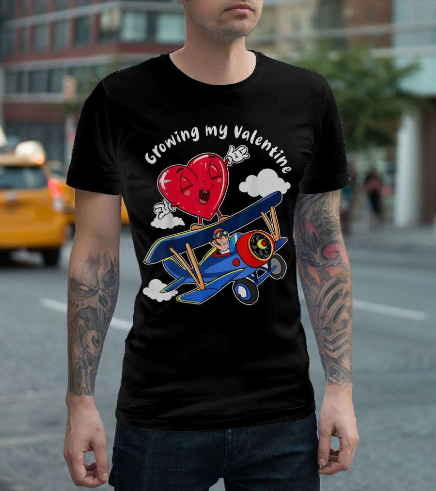 Growing My Valentine Cute Airplane Heart7 for Child Baby T-Shirt