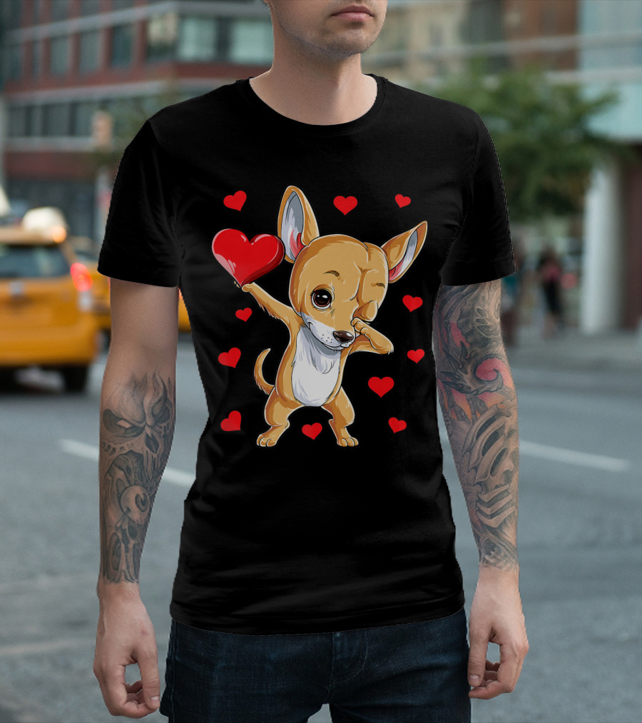 Dabbing Chihuahua Valentines Day Dog Lover Heart Boys4 T-Shirt