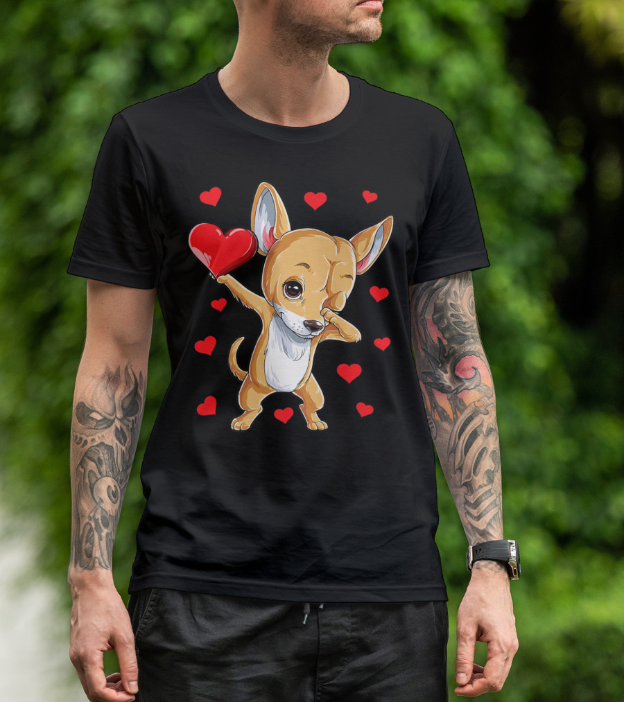 Dabbing Chihuahua Valentines Day Dog Lover Heart Boys4 T-Shirt