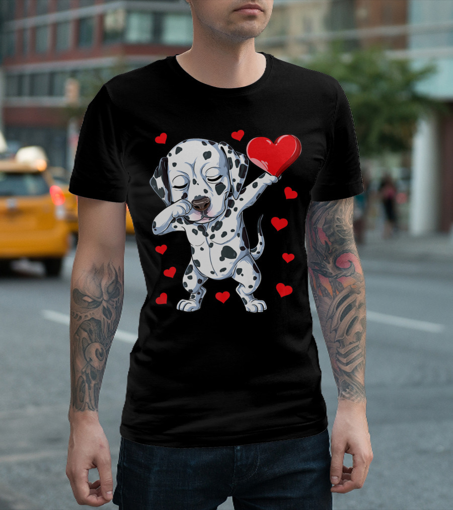 Dabbing Dalmatian Valentines Day Dog Lover Heart Boys1 T-Shirt