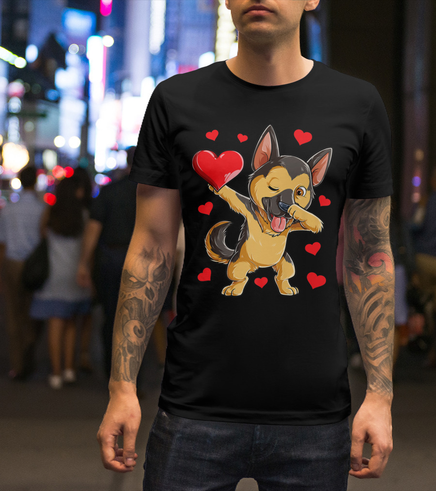 German Shepherd Dabbing Valentine Dog Heart Boys T-Shirt