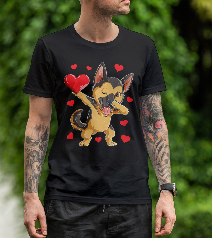 German Shepherd Dabbing Valentine Dog Heart Boys T-Shirt