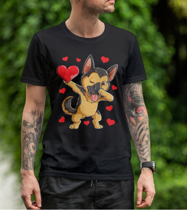 German Shepherd Dabbing Valentine Dog Heart Boys T-Shirt