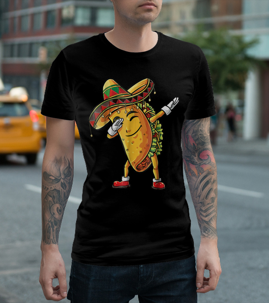Dabbing Taco Sombrero Cinco de Mayo Kids Boys Girls Fun T-Shirt