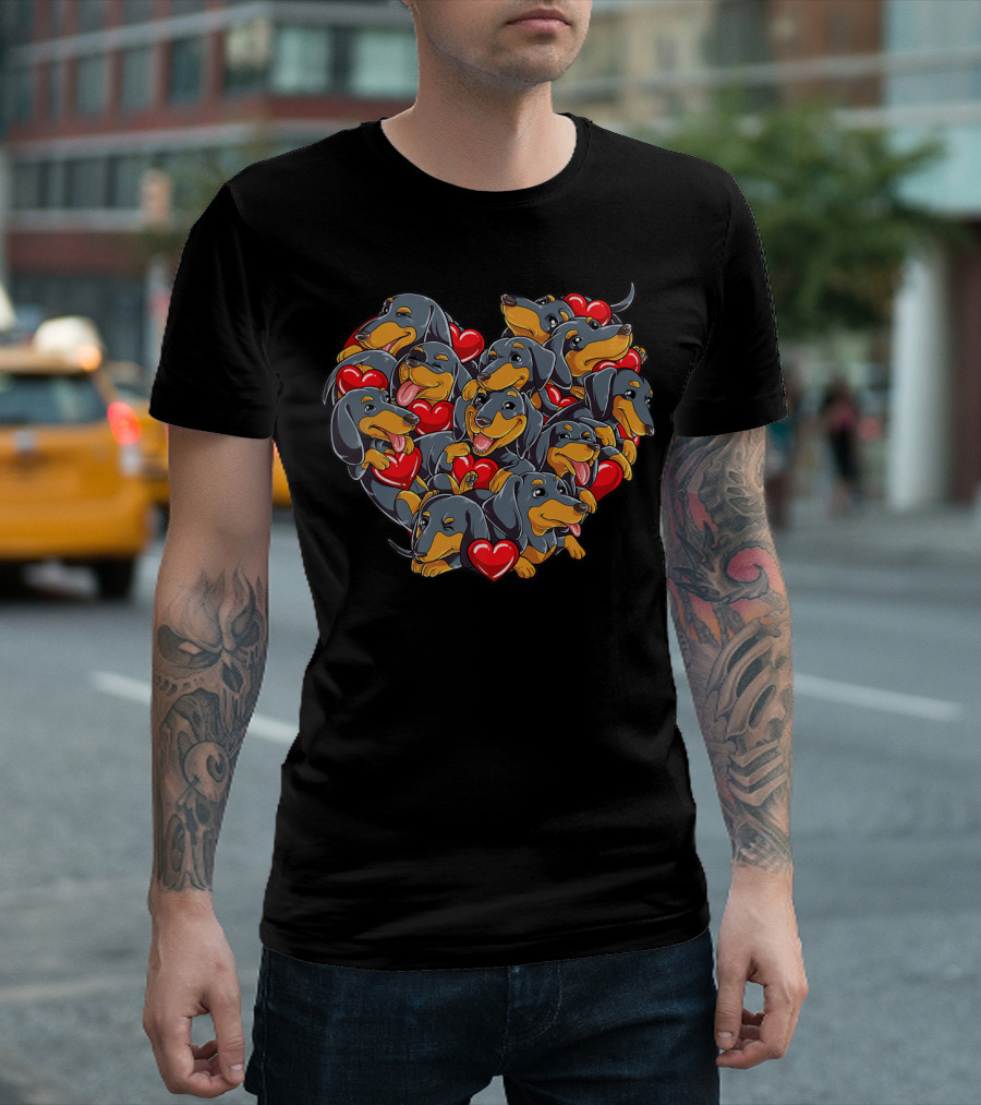 Heart of Dachshund Valentine Sausage Dog Lover Boys15 T-Shirt