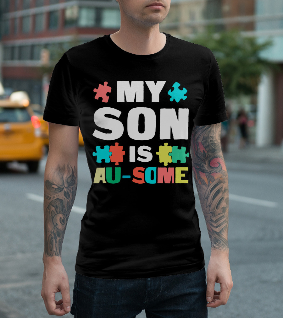 My Son Is Au-Some Autism Puzzle Pieces T-Shirt