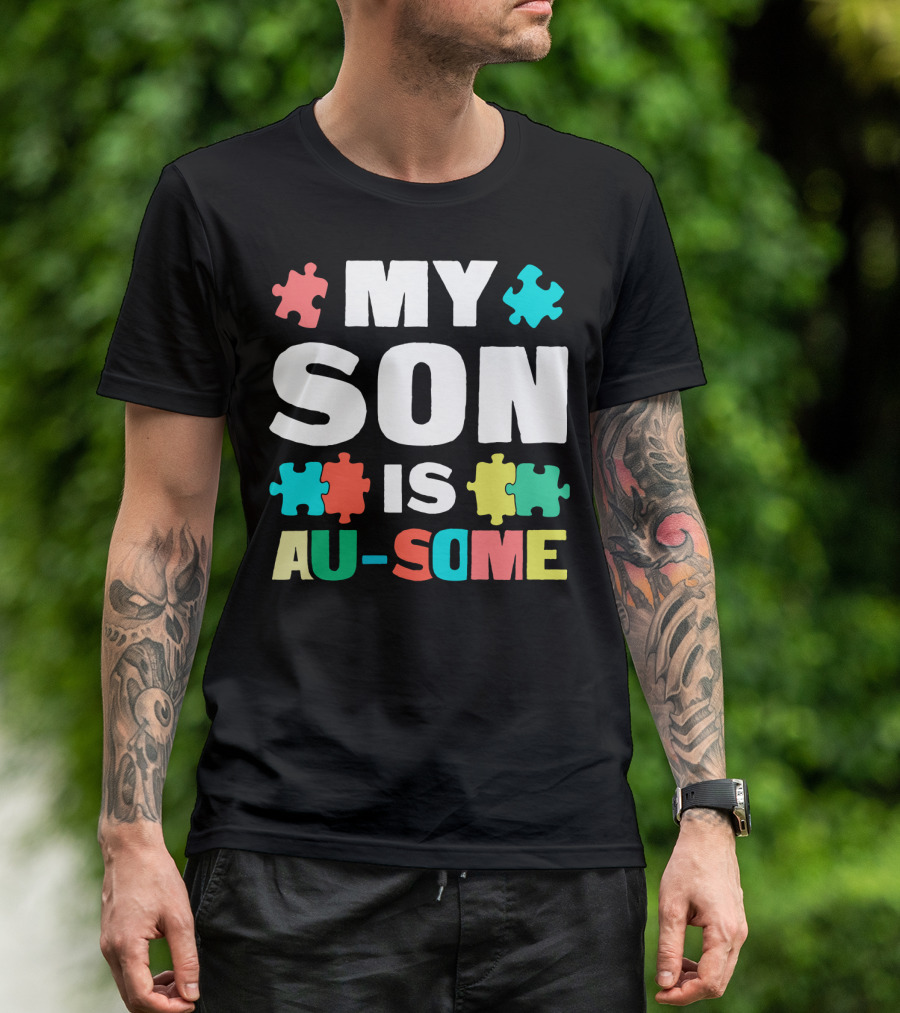 My Son Is Au-Some Autism Puzzle Pieces T-Shirt
