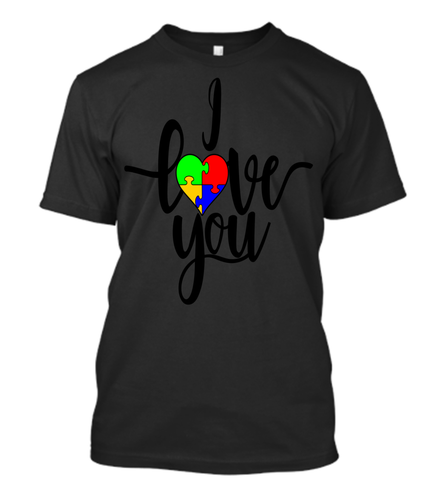 Autism Puzzle Heart I Love You Son Daughter Mom Dad T-Shirt