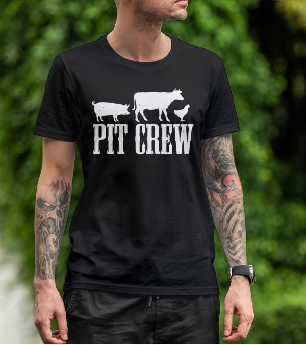 Funny BBQ Smoker Father Dad Grill Pit Crew Back Print43 T-Shirt