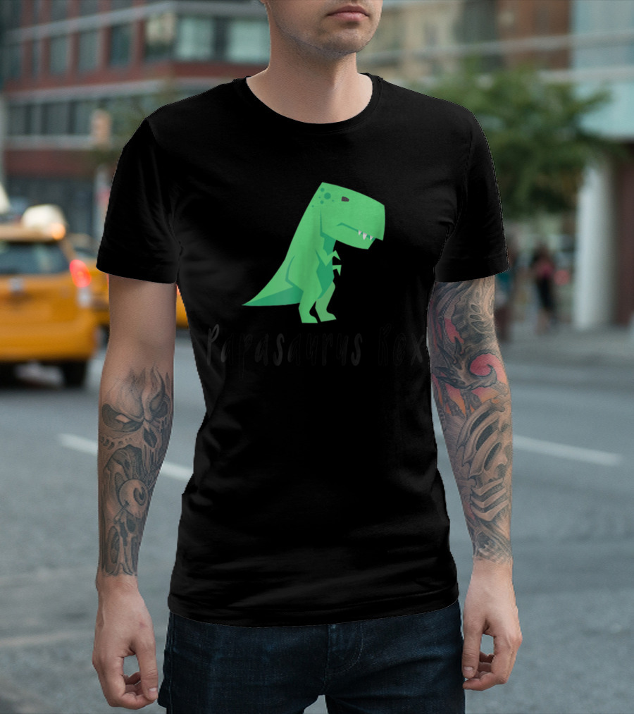 Papasaurus Rex Cute Dinosaur Dad Funny T-Shirt