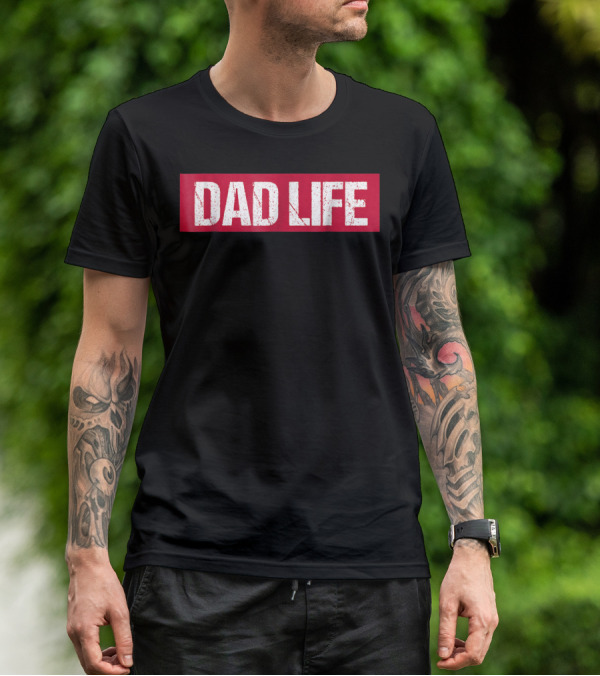 Mens Dad Life Red Block Text T-Shirt