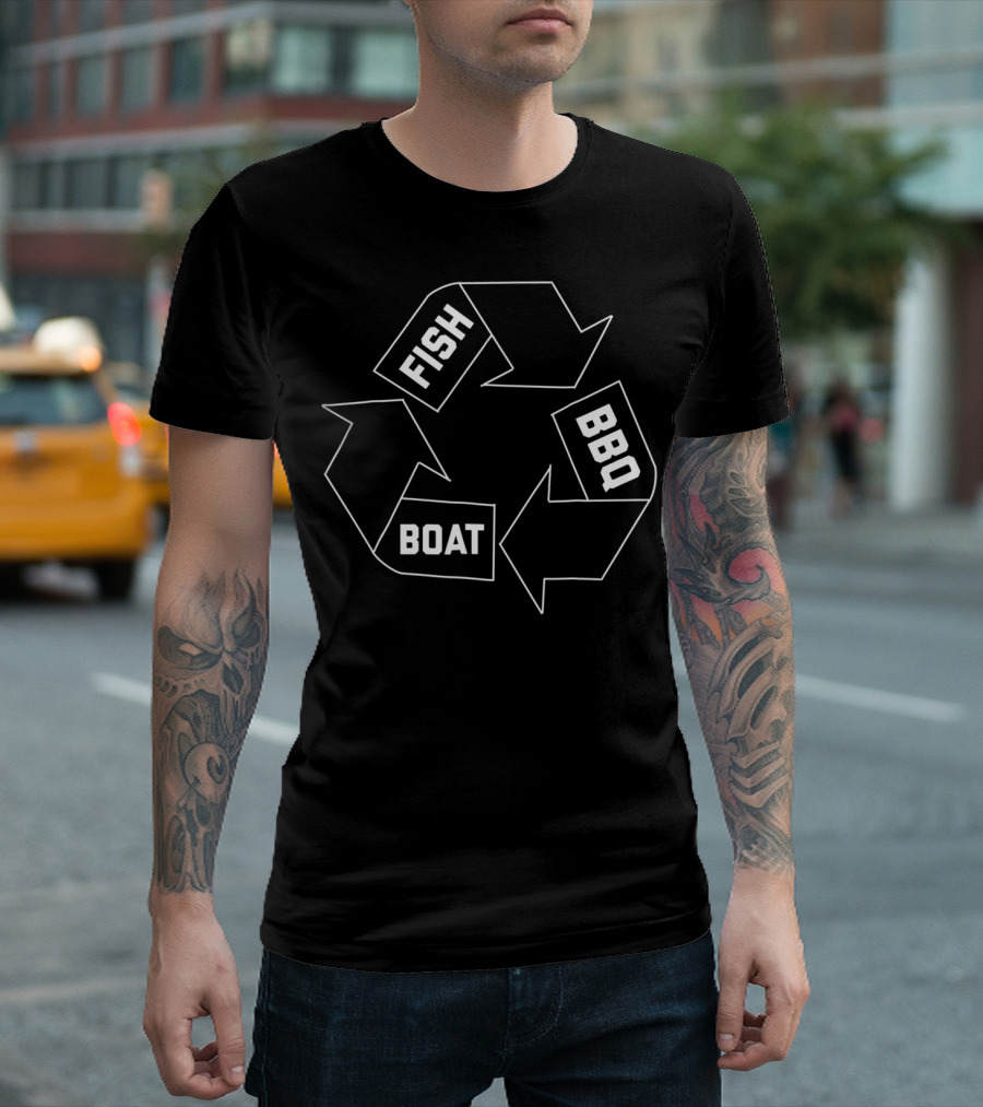 Fish Boat BBQ Dad Grill Sailing20 Recycle T-Shirt