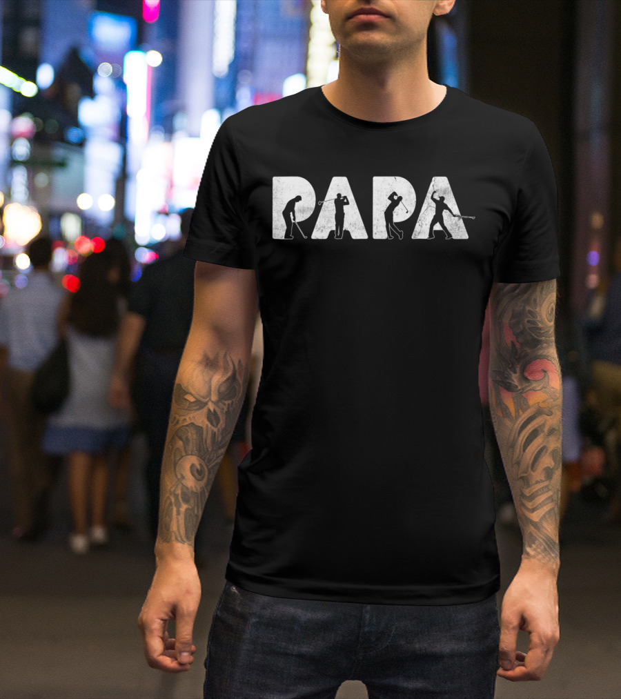 Papa Golf Silhouette Design For Men's Funny Dad T-Shirt