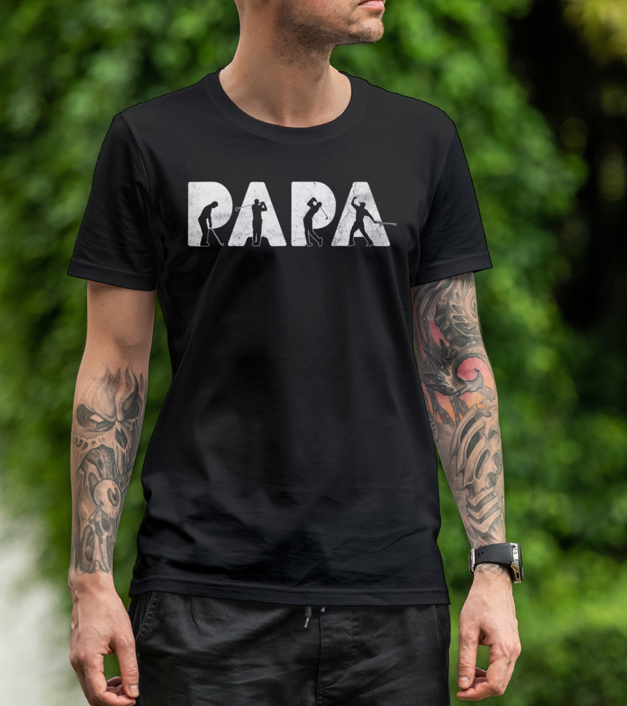 Papa Golf Silhouette Design For Men's Funny Dad T-Shirt