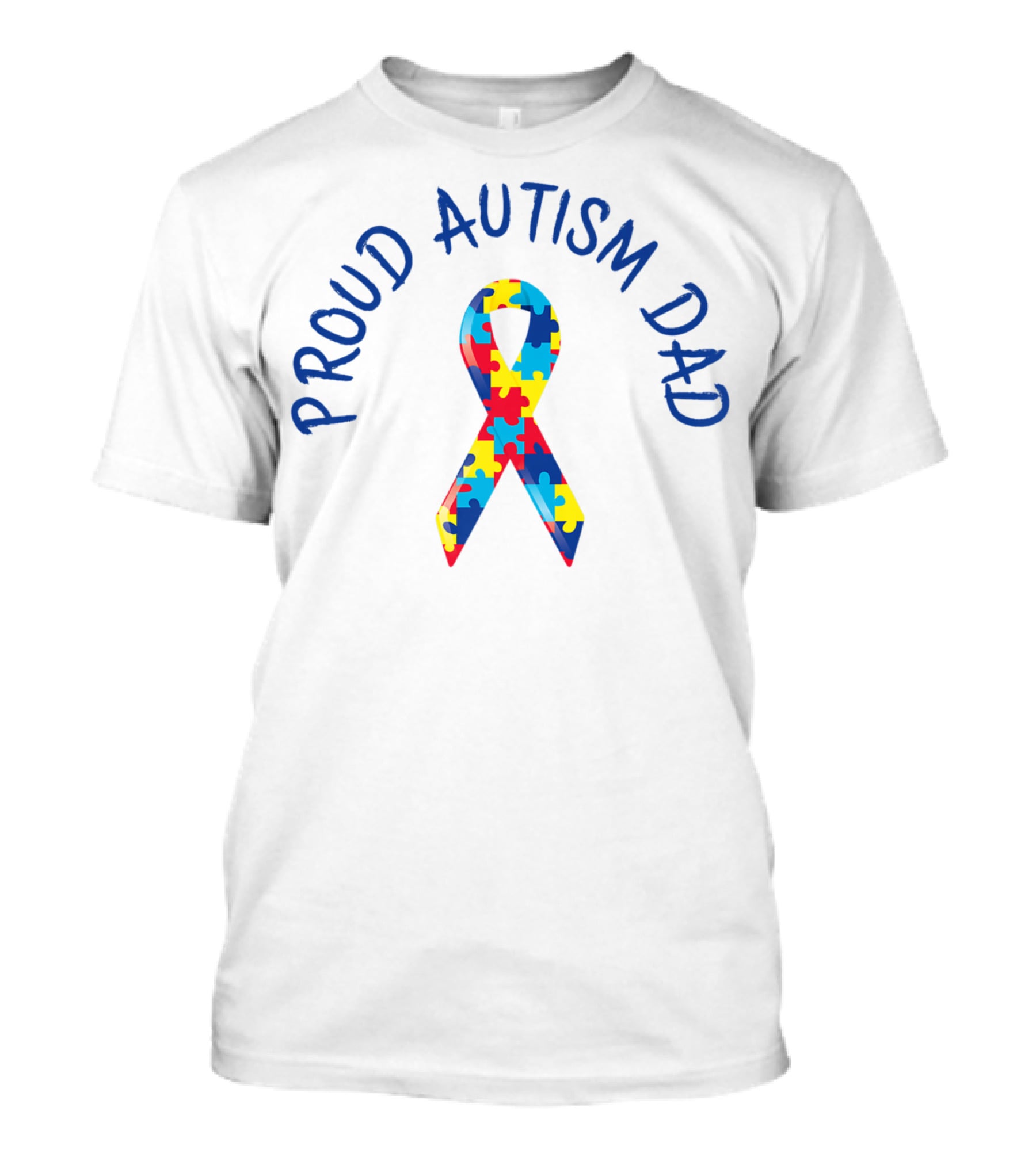 Proud Autism Dad Puzzle Ribbon 15 Support Men Grandpa Papa T-Shirt