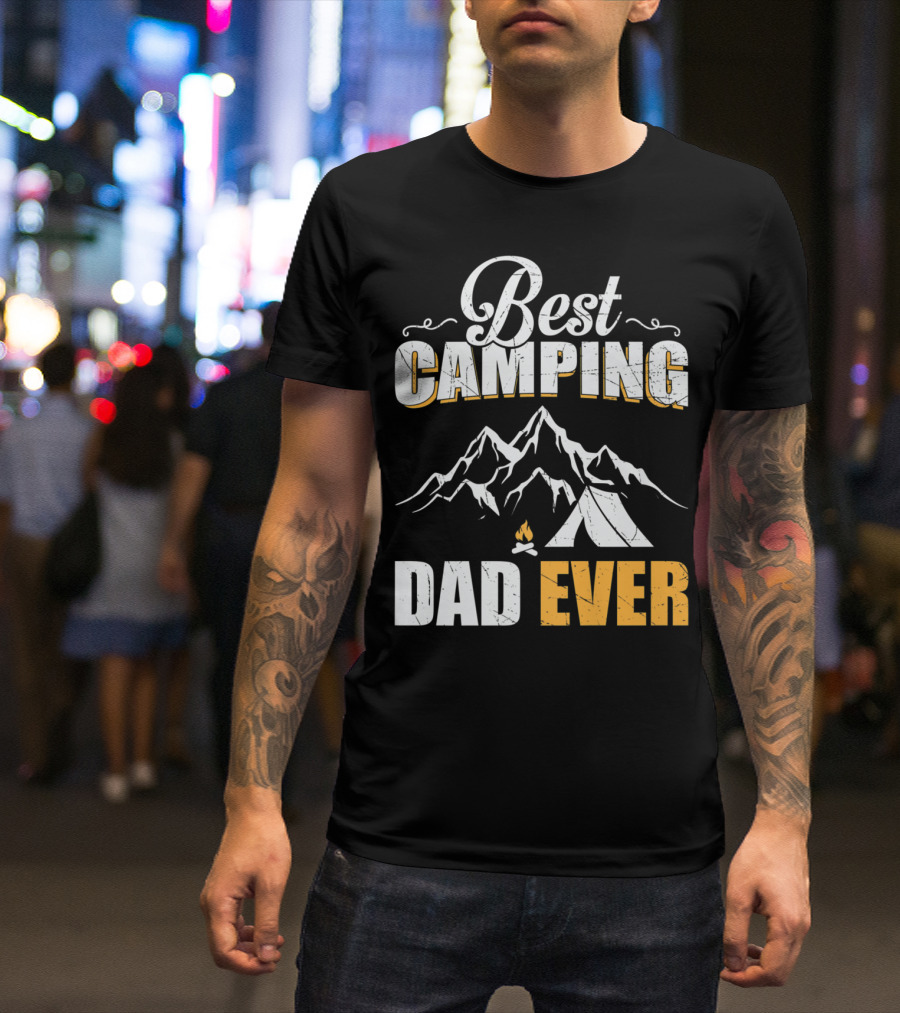 Best Camping Dad Ever Mountain Tent Campfire Adventure T-Shirt