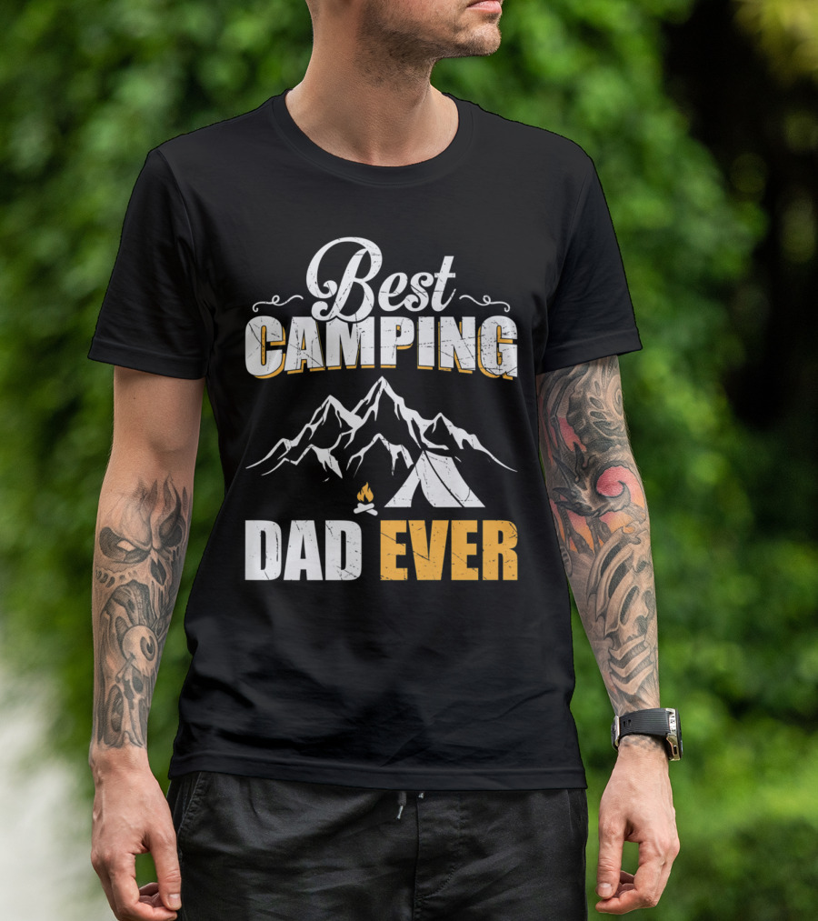 Best Camping Dad Ever Mountain Tent Campfire Adventure T-Shirt