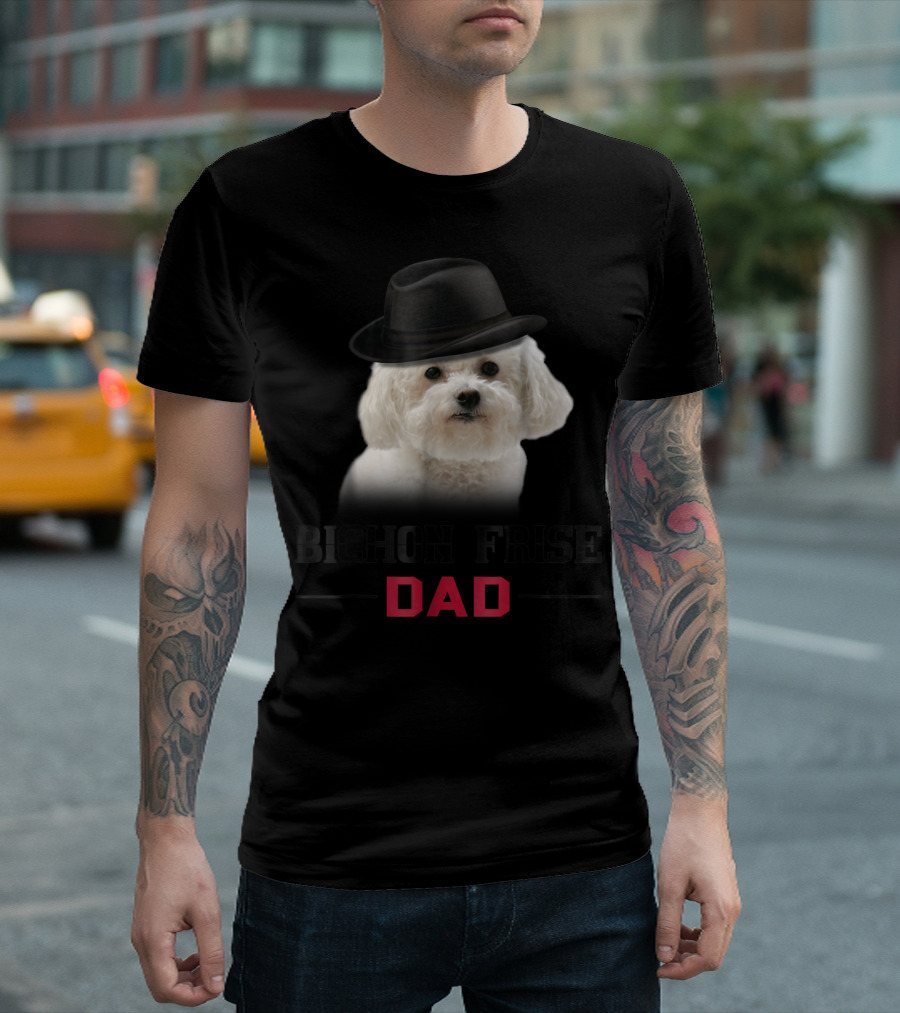 Bichon Frise Dad Puppy Wearing Fedora T-Shirt