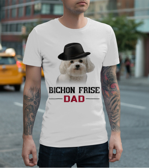 Bichon Frise Dad Puppy Wearing Fedora T-Shirt