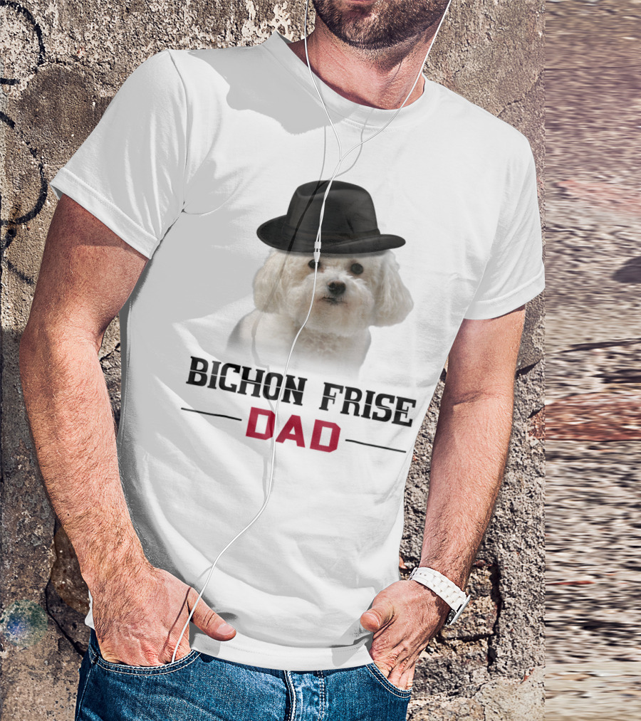 Bichon Frise Dad Puppy Wearing Fedora T-Shirt