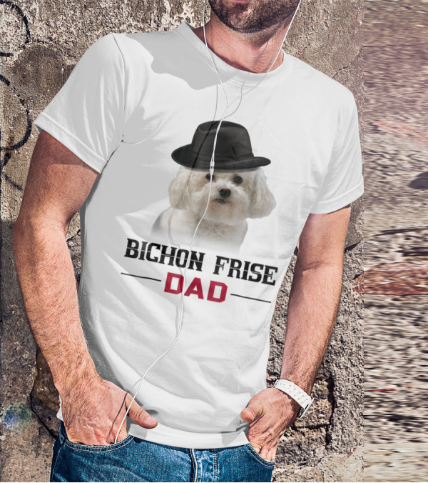 Bichon Frise Dad Puppy Wearing Fedora T-Shirt