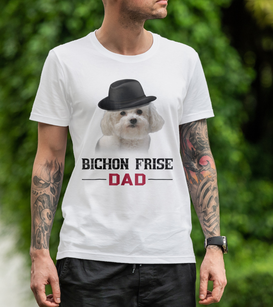 Bichon Frise Dad Puppy Wearing Fedora T-Shirt