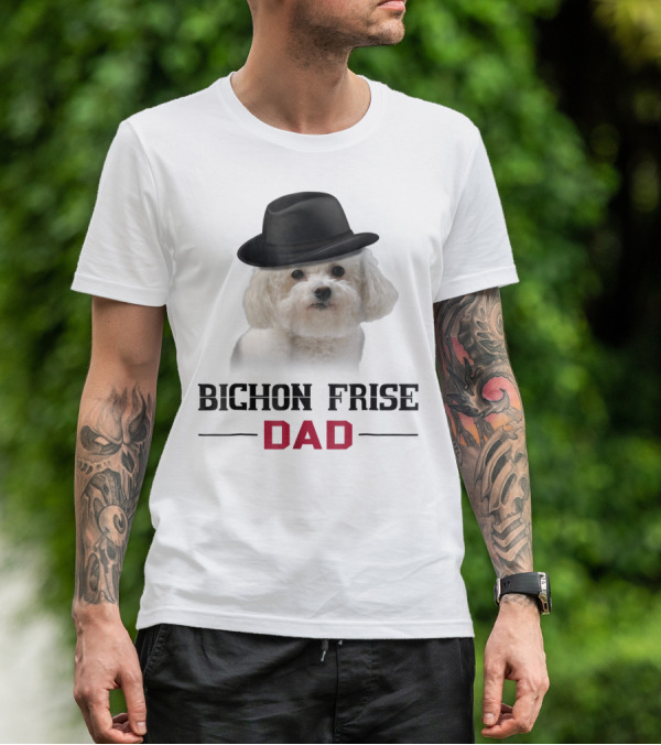 Bichon Frise Dad Puppy Wearing Fedora T-Shirt