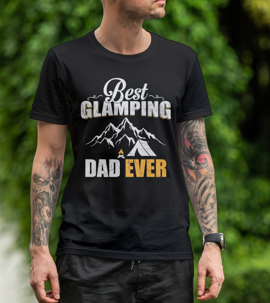 Best Glamping Dad Ever Mountains Tent Campfire T-Shirt