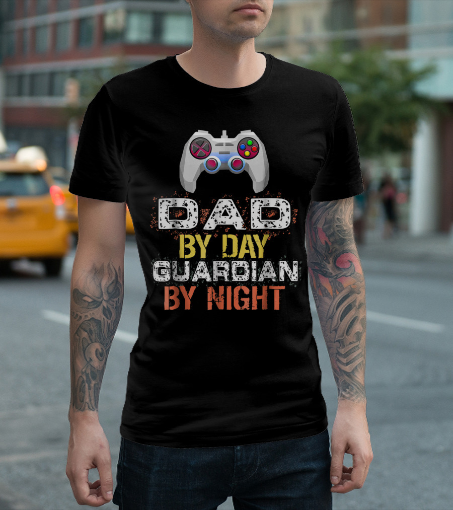 Dad By Day Guardian By Night Video Game Controller T-Shirt