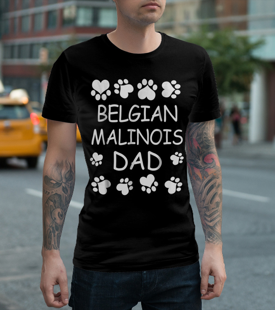 Belgian Malinois Dad Paw and Heart Lovers T-Shirt