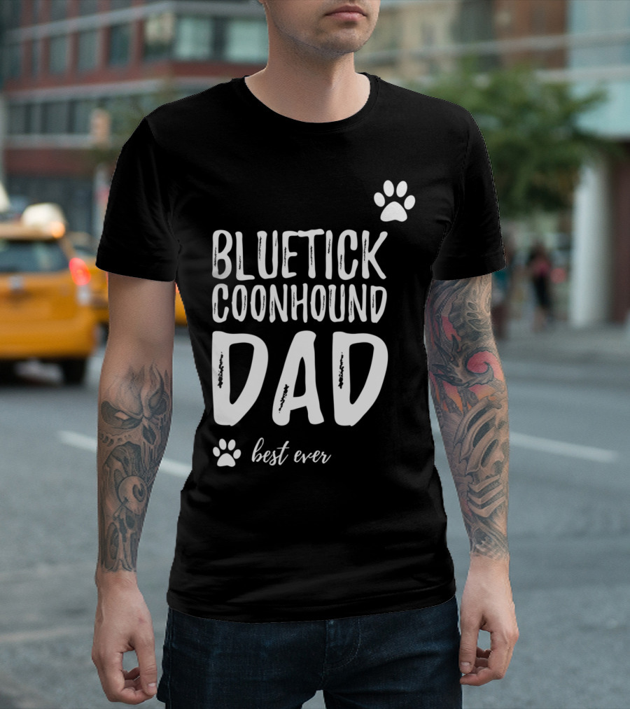 Bluetick Coonhound Dad Best Ever Dog Lover Paw Prints T-Shirt