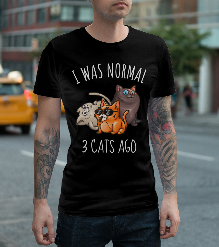 I Was Normal 3 Cats Ago Funny Cat Lady Cattitude T-Shirt