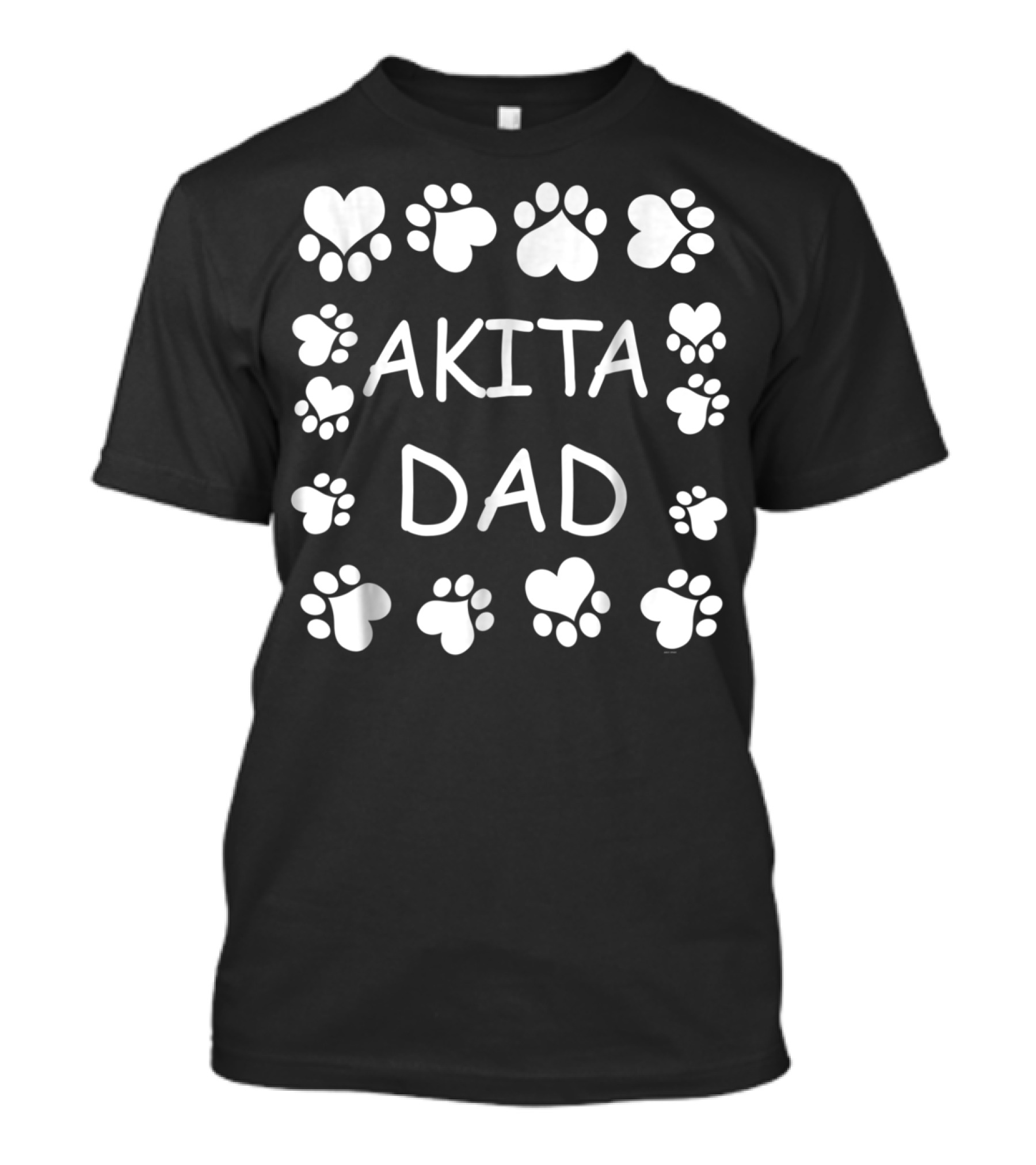Akita Dad Paw Lovers Hearts Christmas Birthday T-Shirt